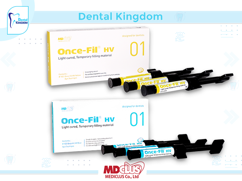 Once-Fil HV blue Light cured, temporary filling material (3g) * 3ea EX 09/06/2027-مادة حشو اسنان 